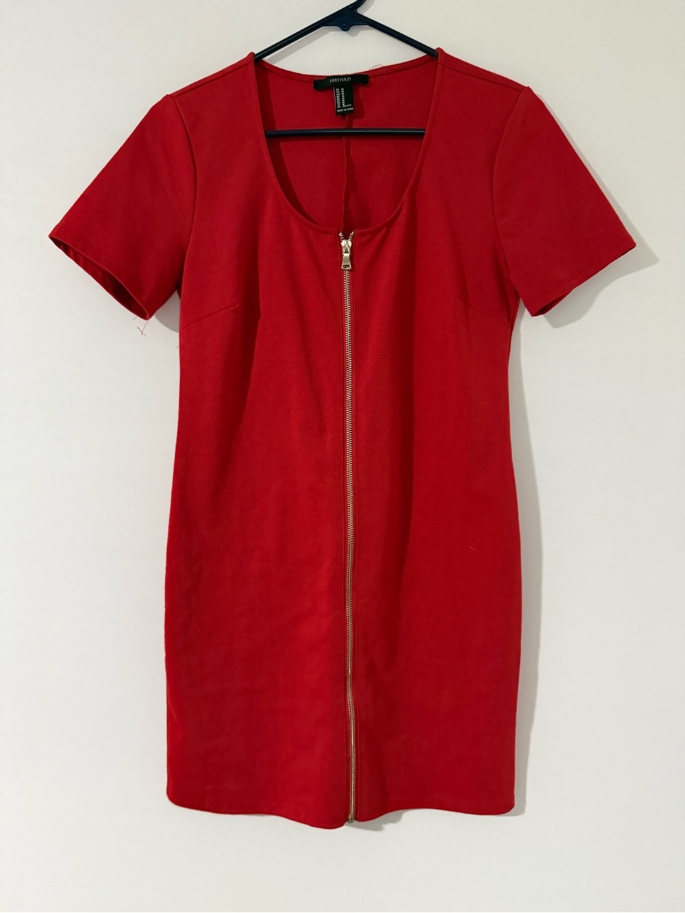 Forever 21 Red Zip-Front Mini Dress